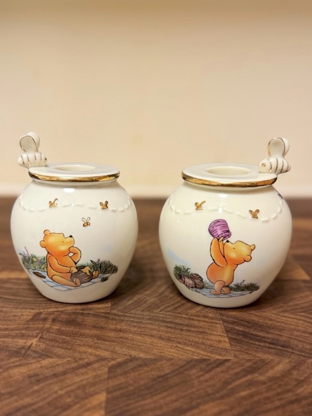 Lenox Disney Pooh Honey Pot Candlesticks Set of 2 Vintage